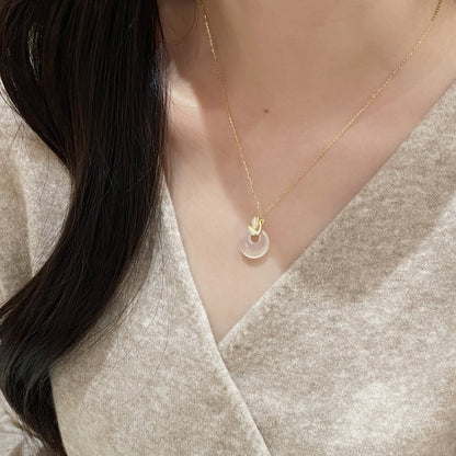 E廠【DQ0074N】S925純銀新中式國風如意平安扣項鍊女優雅小天鵝白玉髓鎖骨鏈
 25.10-4