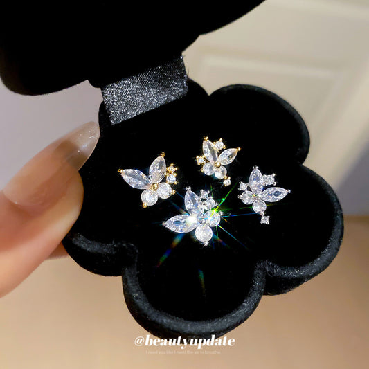 A廠【WE4865】真金電鍍925銀針鋯石蝴蝶耳環輕奢高級感時尚耳環極簡氣質通勤耳環女
 25.11-1