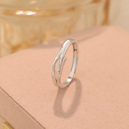 D廠【YC3131R】S999足銀優雅杏葉戒指情侶戒指秋冬氛圍感高級可調指環 25.02-2