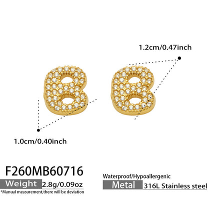 B廠【F260】新款熱銷鋯石26個英文字母不銹鋼鍍18k金 歐美輕奢女飾品耳環
 26.07-4