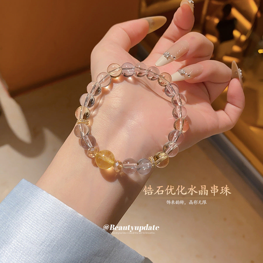 A廠【HB4091】鋯石優化白水晶串珠手鍊輕奢高級感時尚百搭手串設計感小眾手飾女 25.07-2