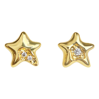 A廠【6248】破碎感~微鑲鋯石925銀針星星耳環簡約時尚高級感輕奢風耳飾女 25.06-4