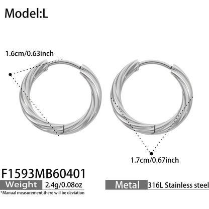 B廠【F1593】亞馬遜熱賣不鏽鋼鍍18k金扭紋耳圈小眾高級感輕奢耳飾不掉色
 26.04-3