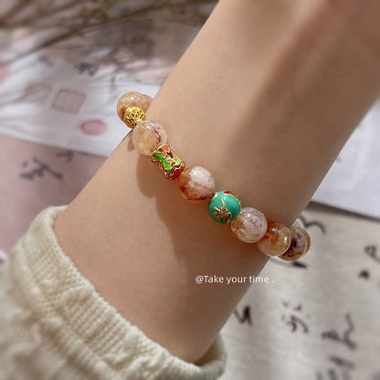 A廠【S237】全新中式天然石黃塔晶水晶手鍊原創設計師2025年全新手飾琺瑯手串女 25.03-4