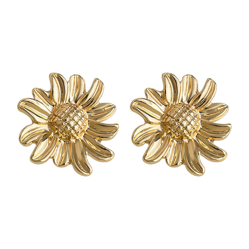 A廠【7100】簡約時尚高級感雛菊花朵中古風耳環女氣質新款文藝復古向日葵耳飾
 25.11-3