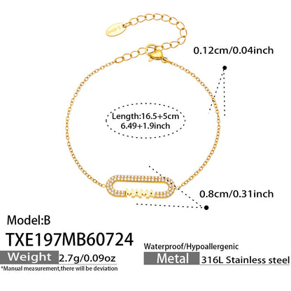 B廠【TXP197】新款時尚女飾品不銹鋼鍍18k金 LOVE字母鑲嵌鋯石吊墜項鍊手鍊套裝
 26.08-1