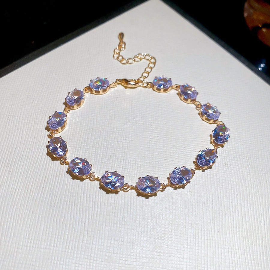 A廠【HB4615】超閃鋯石幾何橢圓形手鍊時尚簡約百搭氣質手環精緻輕奢高級感手飾
 25.10-1