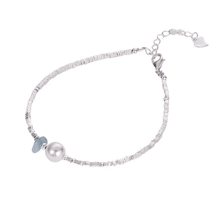 E廠【DQ0112S】高級感ins風碎銀子仿珍珠手鍊女S925純銀不規則碎石手飾
 25.10-4