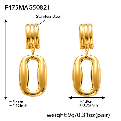 B廠【F475】跨境冷淡風不規則雙環空心耳環小眾簡約飾品鍍18k金不掉色 25.08-5