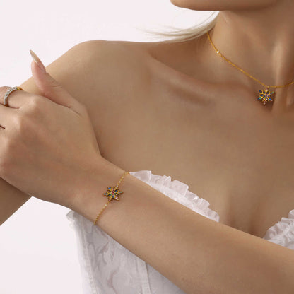 B廠【TXE217】手工鑲嵌超閃鋯石聖誕雪花手鍊鍍18K真金鈦鋼首飾不掉色女 25.01-2