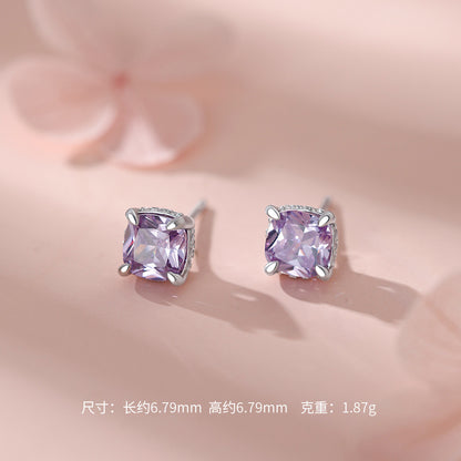 D廠【HE_60018N】純銀S925紫锆耳釘項鍊精工幾何輕奢鎖骨鏈耳飾
 26.10-5