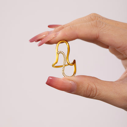 B廠【A586】英國小眾品牌S線條鋯石開口戒指不鏽鋼18K真金時尚跨國飾品 25.01-1