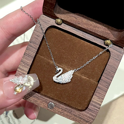 E廠【DQ1236N】S925純銀精緻溫柔白天鵝項鍊女輕奢氣質高級感滿鑽通勤鎖骨鏈
 25.10-1