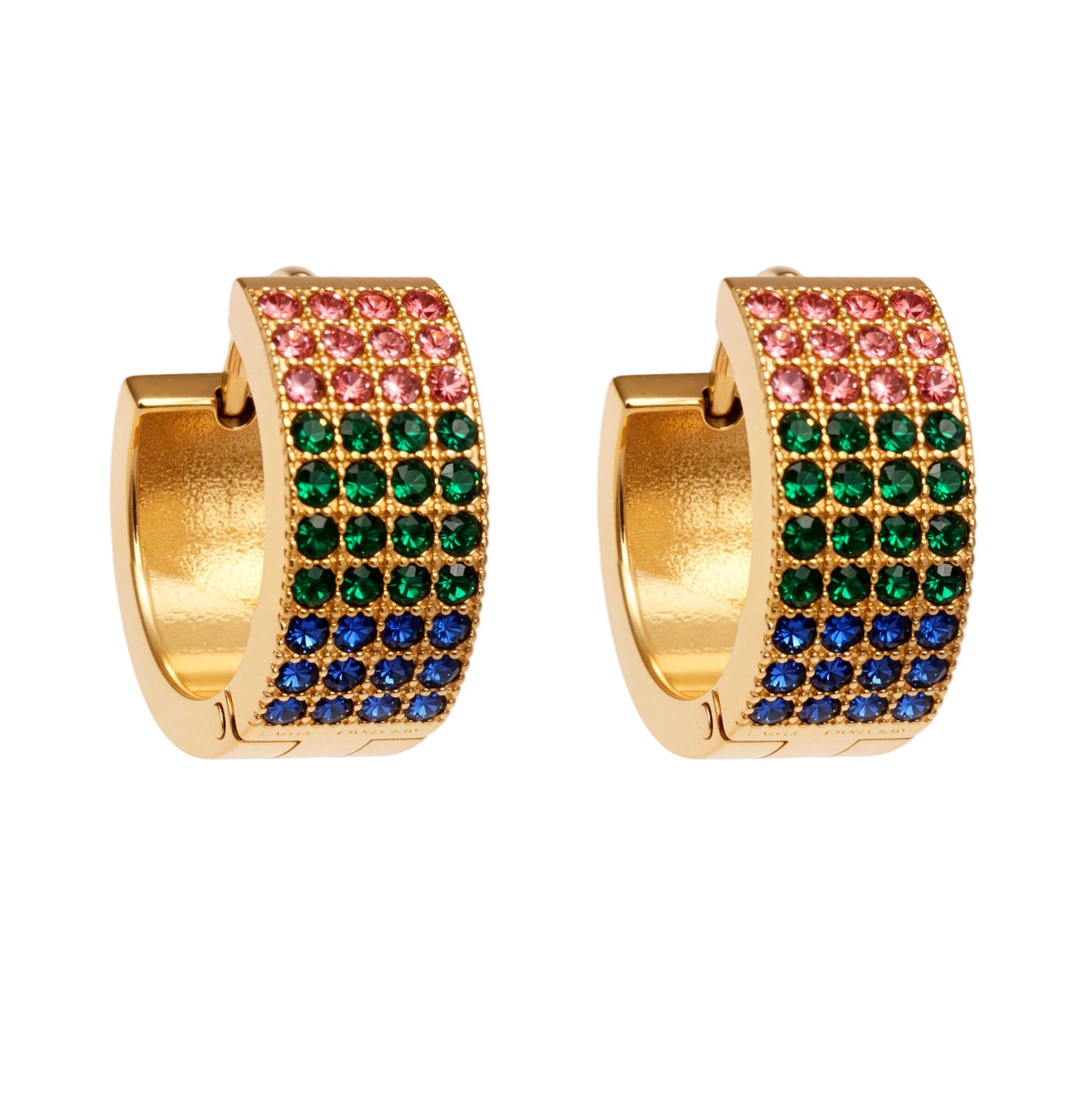 B廠【F651】彩鑽四排鋯石精緻卡扣耳環不鏽鋼鍍18k金時尚百搭個性耳飾
 25.11-1