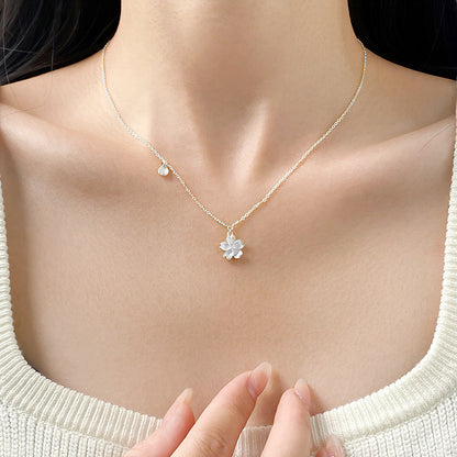 E廠【DQ0898N】S999純銀簡約時尚櫻花項鍊女輕奢高級感花朵ins風百搭鎖骨鏈
 25.10-4