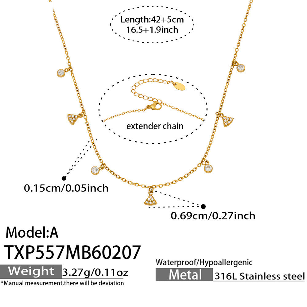 B廠【TXP557】歐美輕奢時尚新款5A鋯石六芒星Y字疊戴項鍊手鍊不鏽鋼ins飾品套裝
 26.03-2