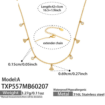 B廠【TXP557】歐美輕奢時尚新款5A鋯石六芒星Y字疊戴項鍊手鍊不鏽鋼ins飾品套裝
 26.03-2