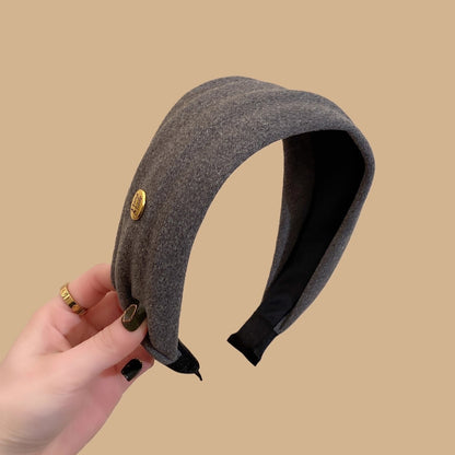 C廠【Y1028】韓國ins風小金標百搭絨面寬邊壓髮箍日常外戴洗臉頭箍高顱頂頭飾
 26.01-1