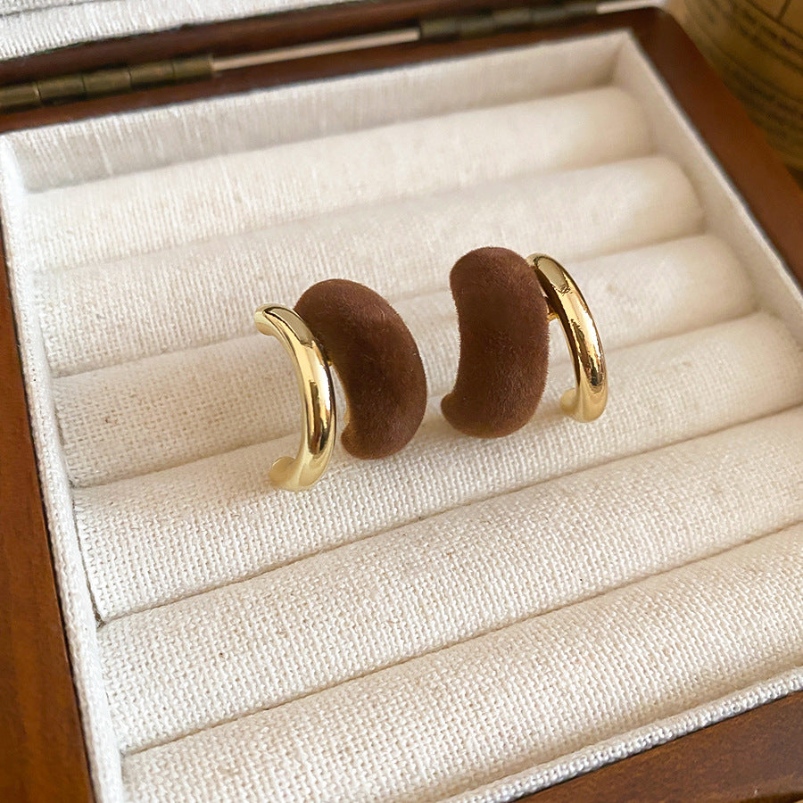 A廠【HE29252】925銀針植絨C型耳環秋冬輕奢高級感耳環2025新款時尚日常百搭耳飾女
 25.11-2