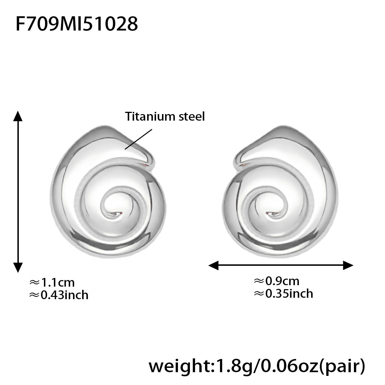 B廠【F709】跨境小眾設計小海螺絲不鏽鋼鍍18k真金可愛趣味耳飾
 25.11-1