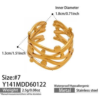 B廠【Y136】歐美ins簡約設計幾何型素圈戒指組合不鏽鋼鍍金小眾時尚開口指環
 26.01-4