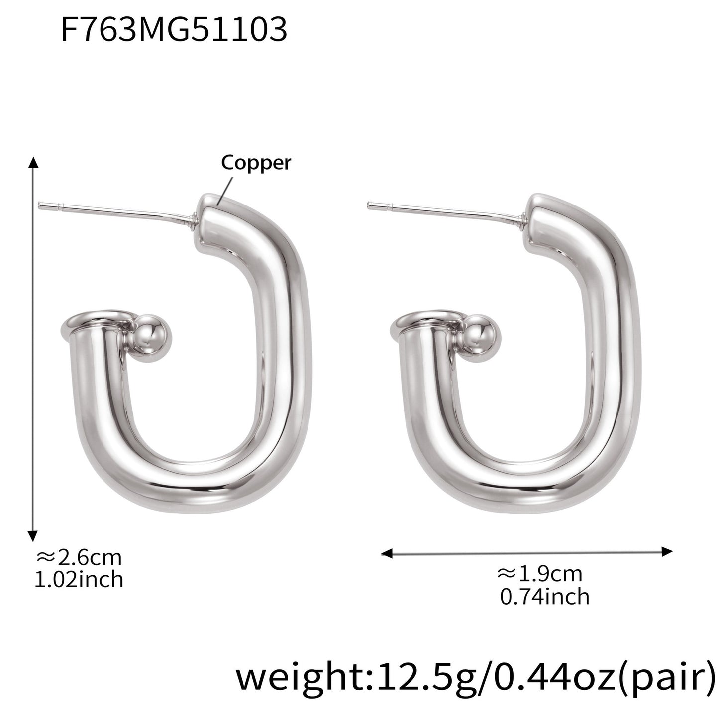 B廠【F763】法式U型橢圓耳環簡約冷淡風耳環銅材質鍍18k真金不掉色耳飾
 25.11-2