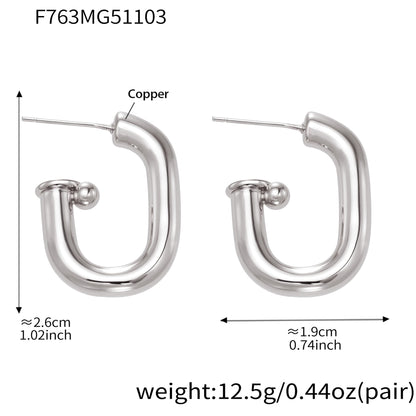 B廠【F763】法式U型橢圓耳環簡約冷淡風耳環銅材質鍍18k真金不掉色耳飾
 25.11-2