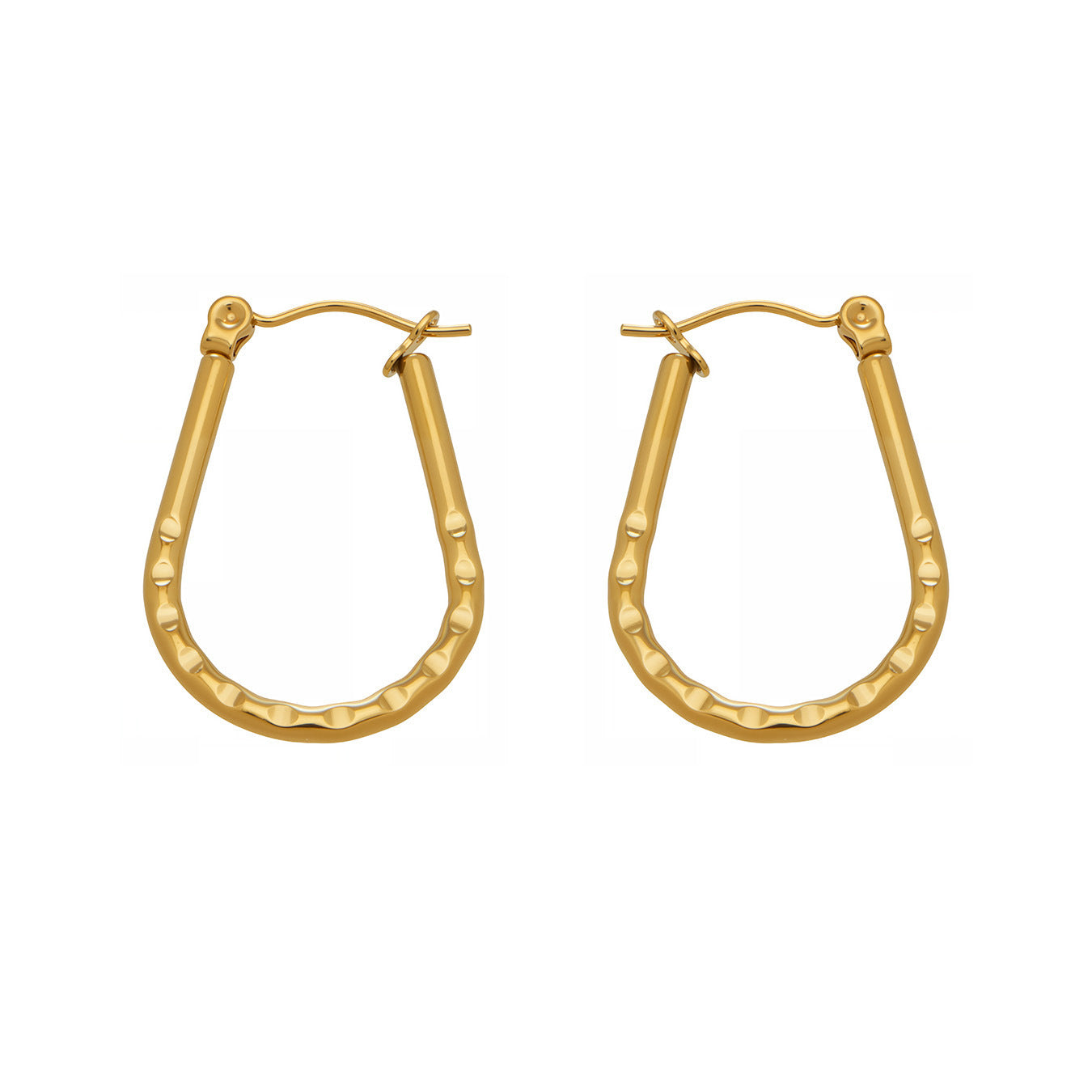 B廠【F037】ins小眾個性設計時尚U型壓花耳環歐美簡約氣質耳環不鏽鋼鍍18k金
 26.02-1