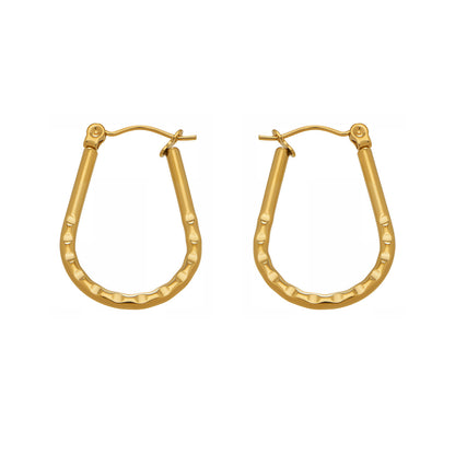 B廠【F037】ins小眾個性設計時尚U型壓花耳環歐美簡約氣質耳環不鏽鋼鍍18k金
 26.02-1