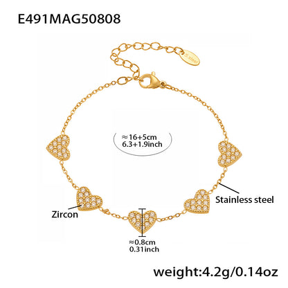 B廠【E491】歐美新款飾品不鏽鋼幾何蝴蝶造型鑲嵌鋯石手鍊鍍18k金飾品 25.08-3