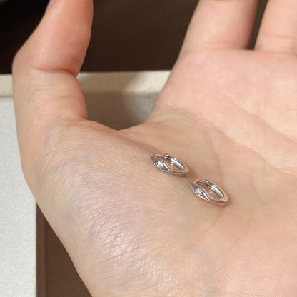E廠【XDQ10490E】S925純銀韓系百搭幾何菱形星芒耳扣女精緻鑲鑽氣質耳環耳飾潮 26.07-1