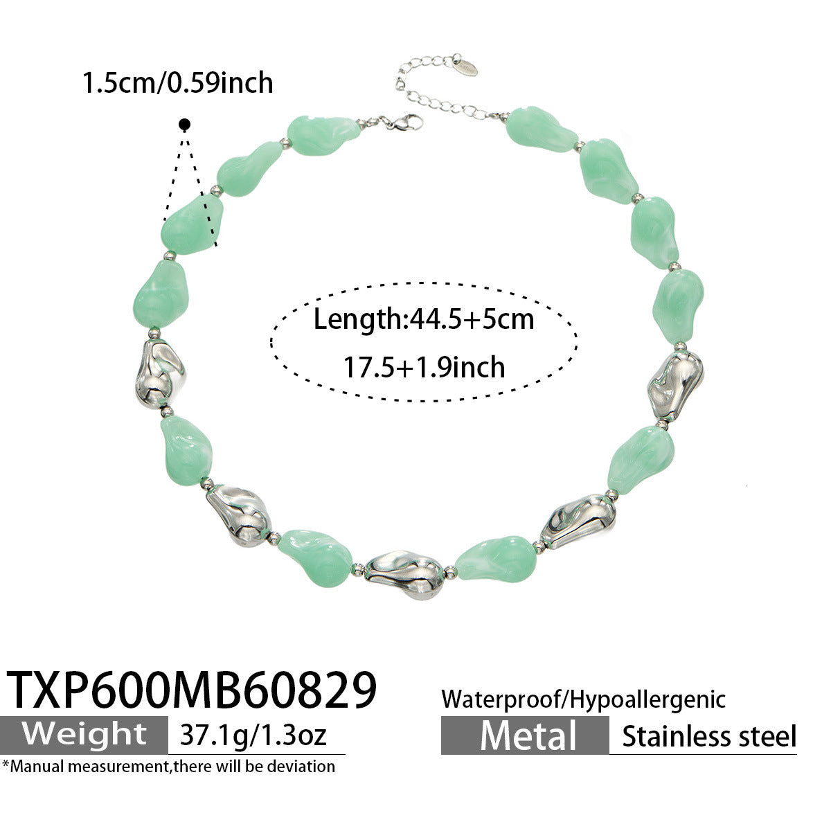 B廠【TXP600】跨境飾品不規則樹脂不銹鋼手鍊小眾撞色ins風輕奢女手鍊項鍊套裝
 26.09-1