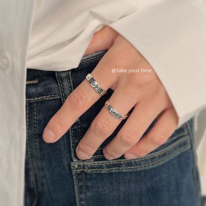 A廠【5990】時尚甜酷風個性小眾設計師款字母鍍真金保色戒指開口可調指環女 25.05-1