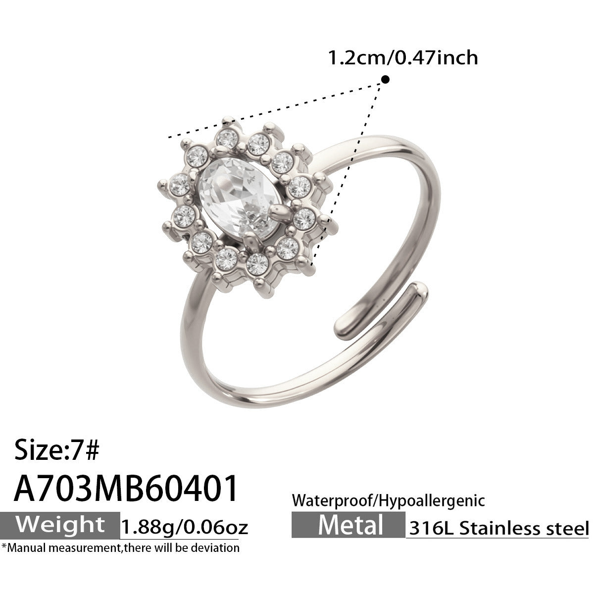 B廠【A703】跨境新款小眾設計小菊花開口戒指不鏽鋼鑲嵌鋯石花朵戒指組合
 26.04-3