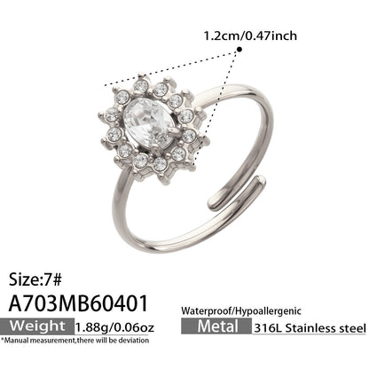 B廠【A703】跨境新款小眾設計小菊花開口戒指不鏽鋼鑲嵌鋯石花朵戒指組合
 26.04-3