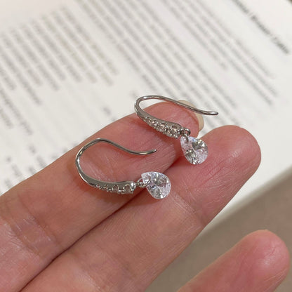 F廠【XDQ10054E】S925純銀精緻高級感水滴耳鉤女靈動爆閃鋯石氣質輕奢耳環耳飾
 25.10-5