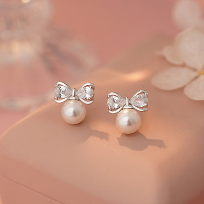 D廠【YC5008E】S999足銀甜蝴蝶結耳環女可愛日常法式復古百搭高級感耳飾 25.03-4