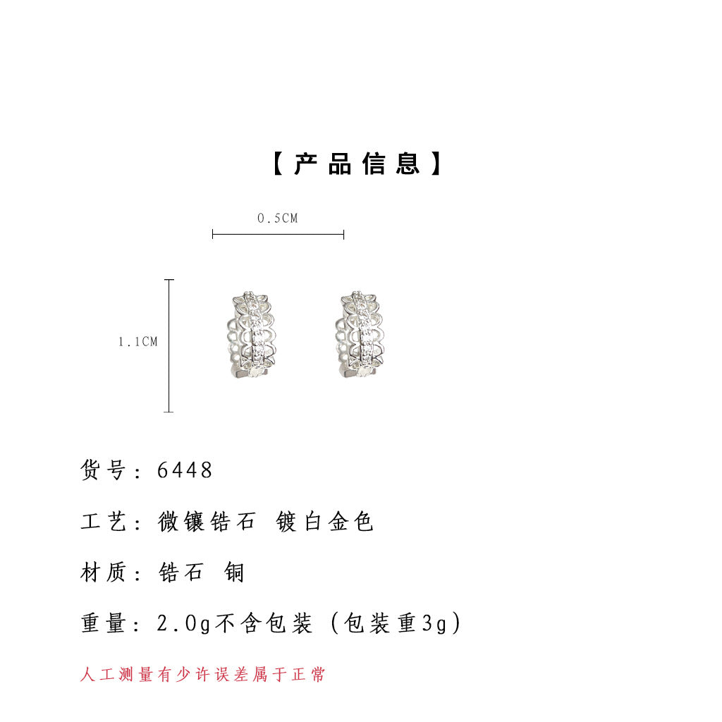 C廠【6448】清新甜美蕾絲花邊鏤空氣質簡約通勤新款女小香風耳飾耳環飾品 25.07-3