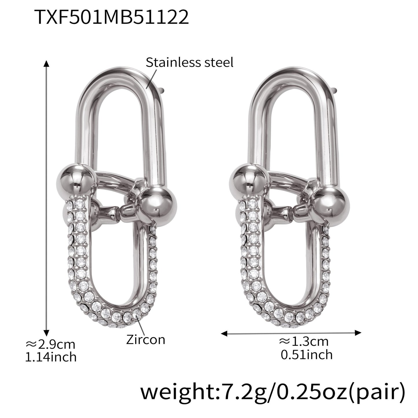 B廠【TXP501】不銹鋼馬蹄扣帶鑽飾品耳環戒指手鍊項鍊首飾套裝鍍18k真金不掉色
 25.11-4