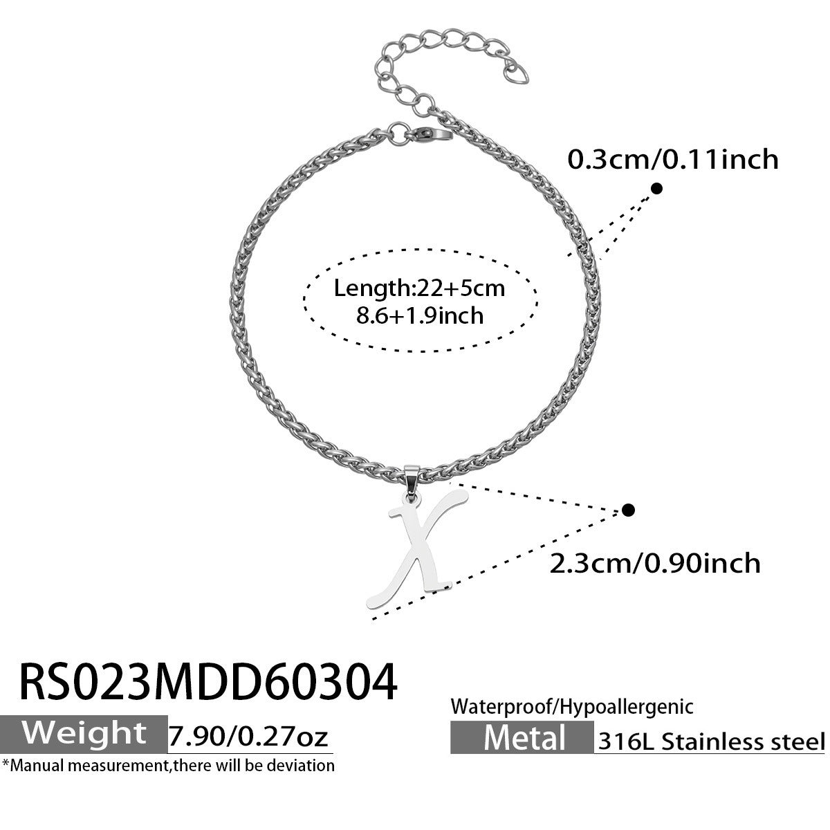 B廠【RS023】ins小眾時尚設計新款26字吊墜腳鍊不銹鋼材質歐美個性簡約腳飾
 26.03-2