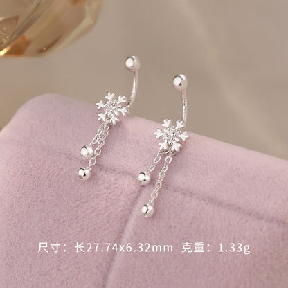 D廠【YC4369E】S999足銀雪花彎鉤螺絲耳環多款式甜美氣質百搭小眾耳飾 25.01-4
