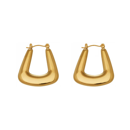 B廠【F076】跨國ins簡約設計U型幾何耳環歐美網紅時尚百搭耳飾不鏽鋼鍍18k金
 26.02-1