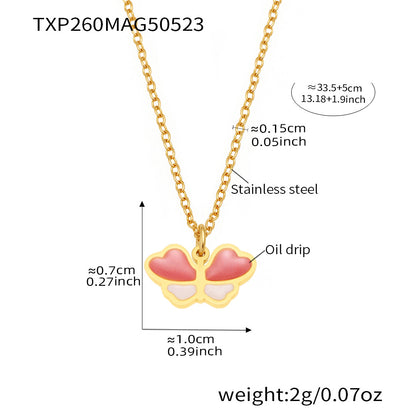 B廠【TXP260】歐美不銹鋼小蝴蝶滴油兒童飾品套裝耳環戒指手鍊項鍊不掉色 25.05-5