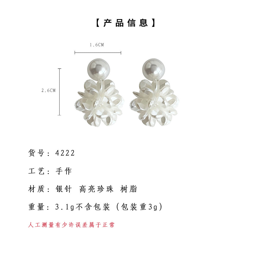 C廠【4222】森系超仙夏日手工藝設計感甜美繡球耳環女小清新花朵耳環飾品女 24.06-2