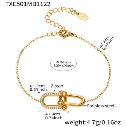 B廠【TXP501】不銹鋼馬蹄扣帶鑽飾品耳環戒指手鍊項鍊首飾套裝鍍18k真金不掉色
 25.11-4