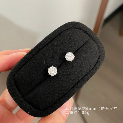 E廠【XDQ10096E】S999純銀四爪愛心閃鑽耳環女迷你小巧星星花鋯石百搭耳飾品
 26.01-2