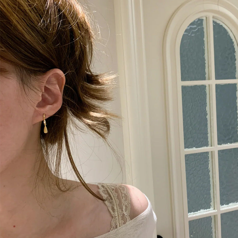 F廠【DQ10105E】S999純銀拉絲工藝水滴流蘇耳環女復古輕奢小眾高級感鋯石耳飾
 25.09-1