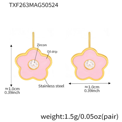 B廠【TXP263】新款不鏽鋼兒童飾品小眾可愛設計感花滴油鑲鋯石首飾套裝 25.05-5
