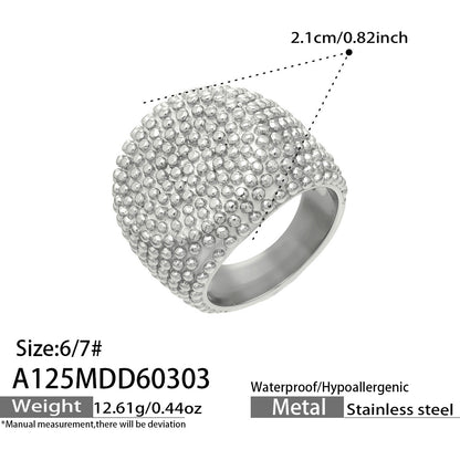 B廠【A125】歐美個性ins小眾寬版顆粒感指環金色方型戒指不鏽鋼材質鍍18k真金
 26.03-2