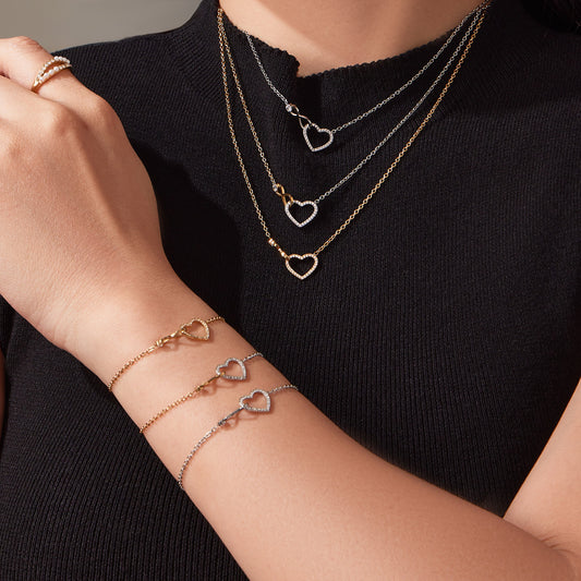 B廠【TXP461】跨境熱銷款愛心8字鋯石超精緻項鍊手鍊套組不鏽鋼鍍18k真金
 25.11-3